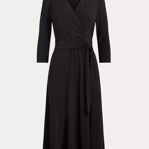 NWOT Ralph Lauren Black Surplice Jersey Dress
